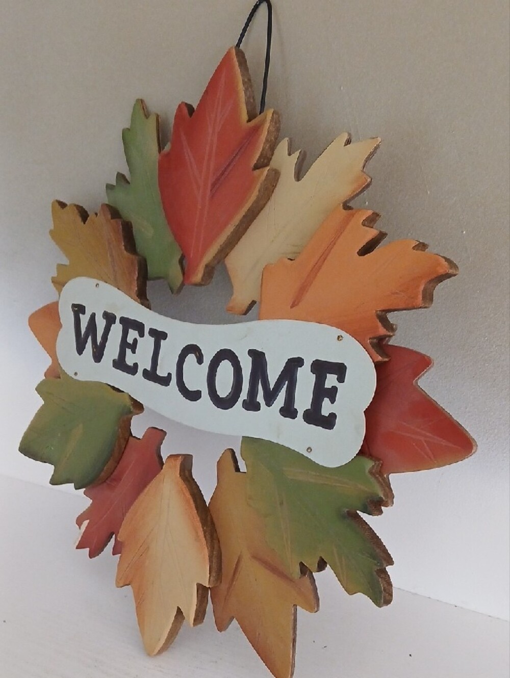 Autumn Leaf "Welcome" Wall Sign - Multicolor - Picture 2 of 3